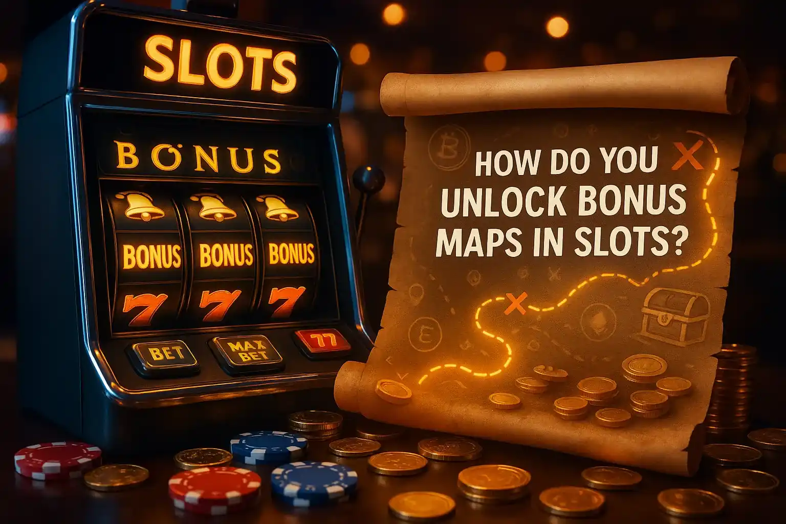 How do you unlock bonus maps in slots